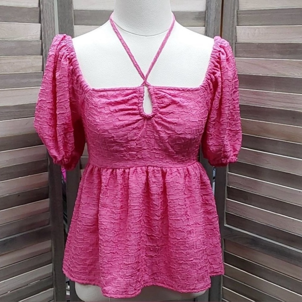 Women's SEXY Spring Square Tie Neck Short Sleeve Top | Future Collective | 3X